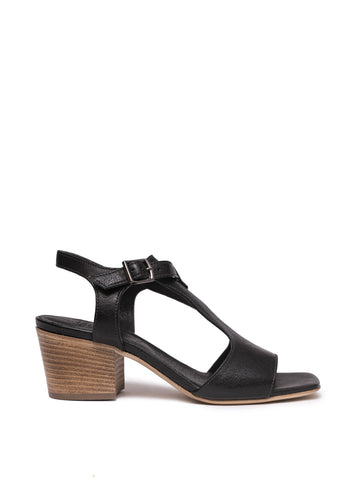 Black Medium Heel Sandal