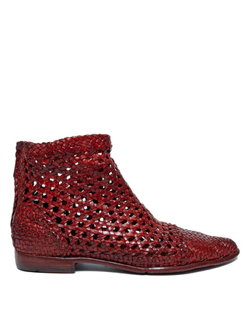 Roter flacher Stiefel