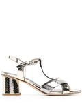 Silver - Gold Medium Heel Sandal