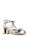 Silver - Gold Medium Heel Sandal
