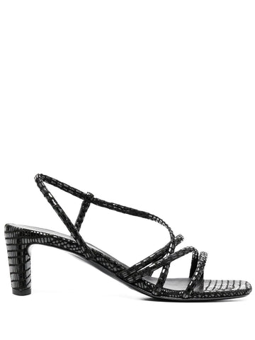 Black Medium Heel Sandal